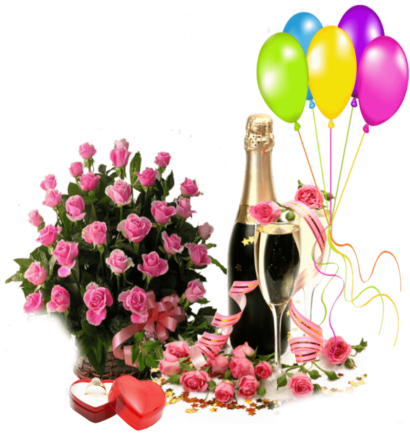 Цветы шампанское конфеты. С днём рождения женщине. С днём рождения шампанское и цветы. Шампанское шарики цветы.