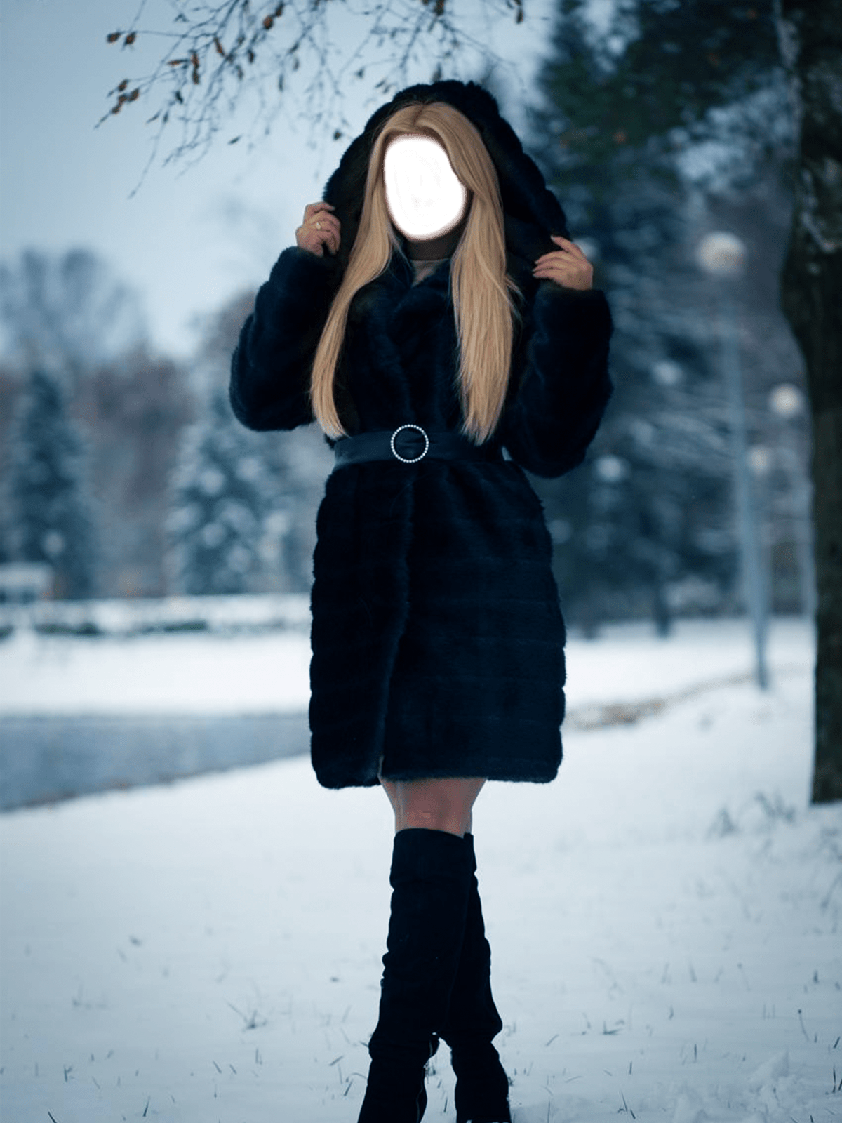Зима девушка шуба