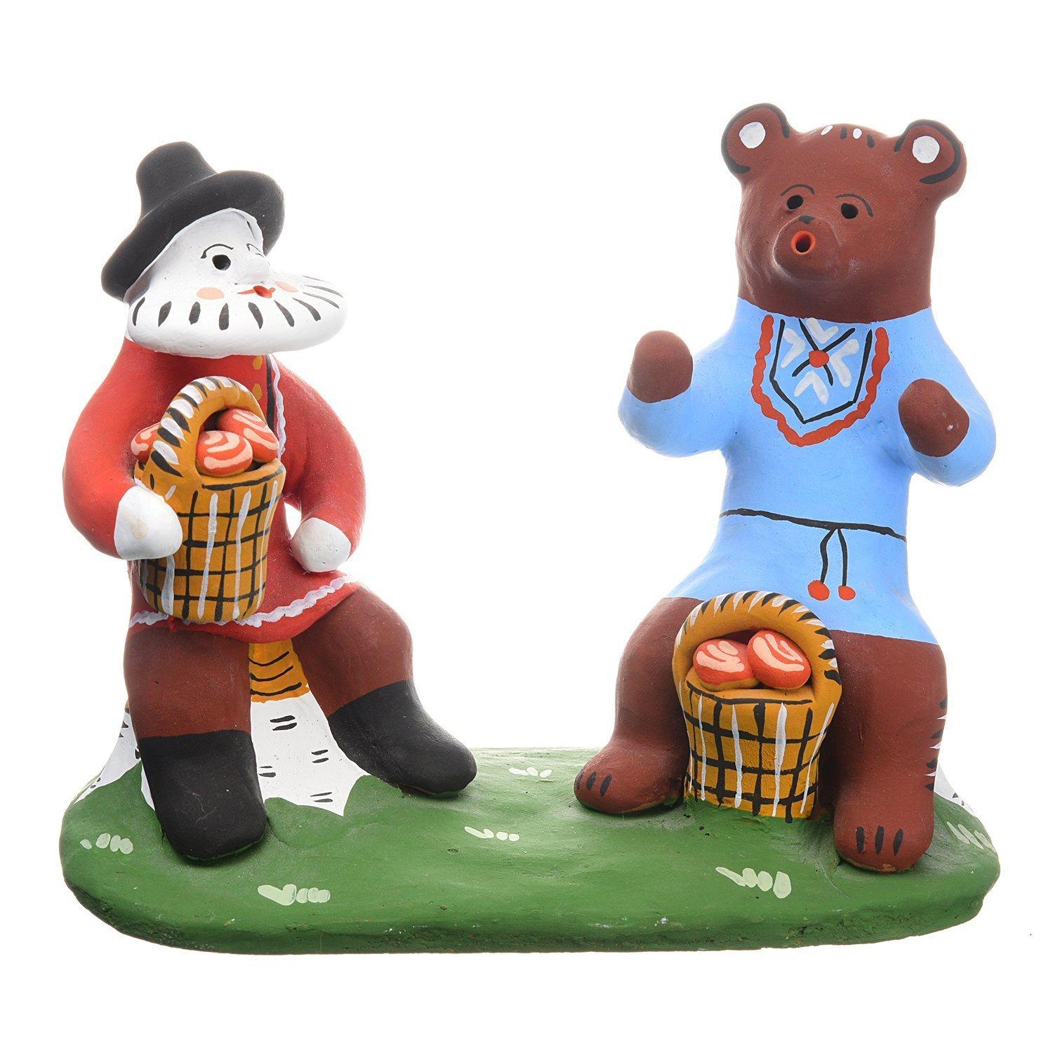 Каргопольская глиняная игрушка медведь