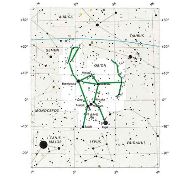 Созвездие ориона на карте звездного