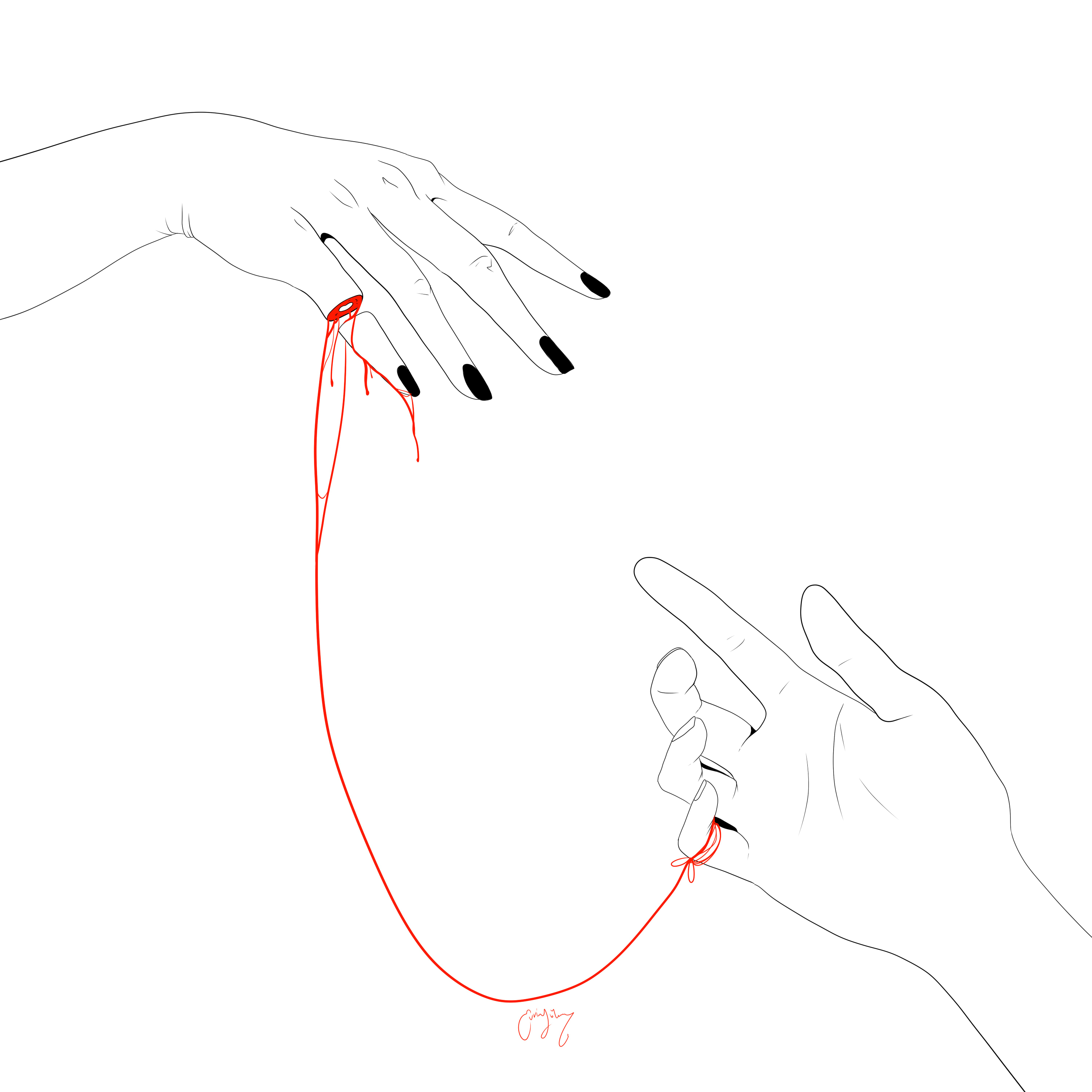 Тяни нити. Красная нить судьбы. Связаны нитью. Руки красная нить арт. Руки в нити для рисования.
