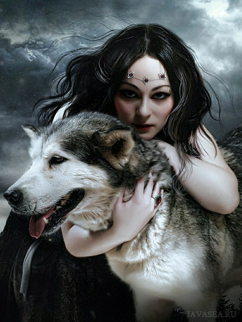 Портрет девушки с волком