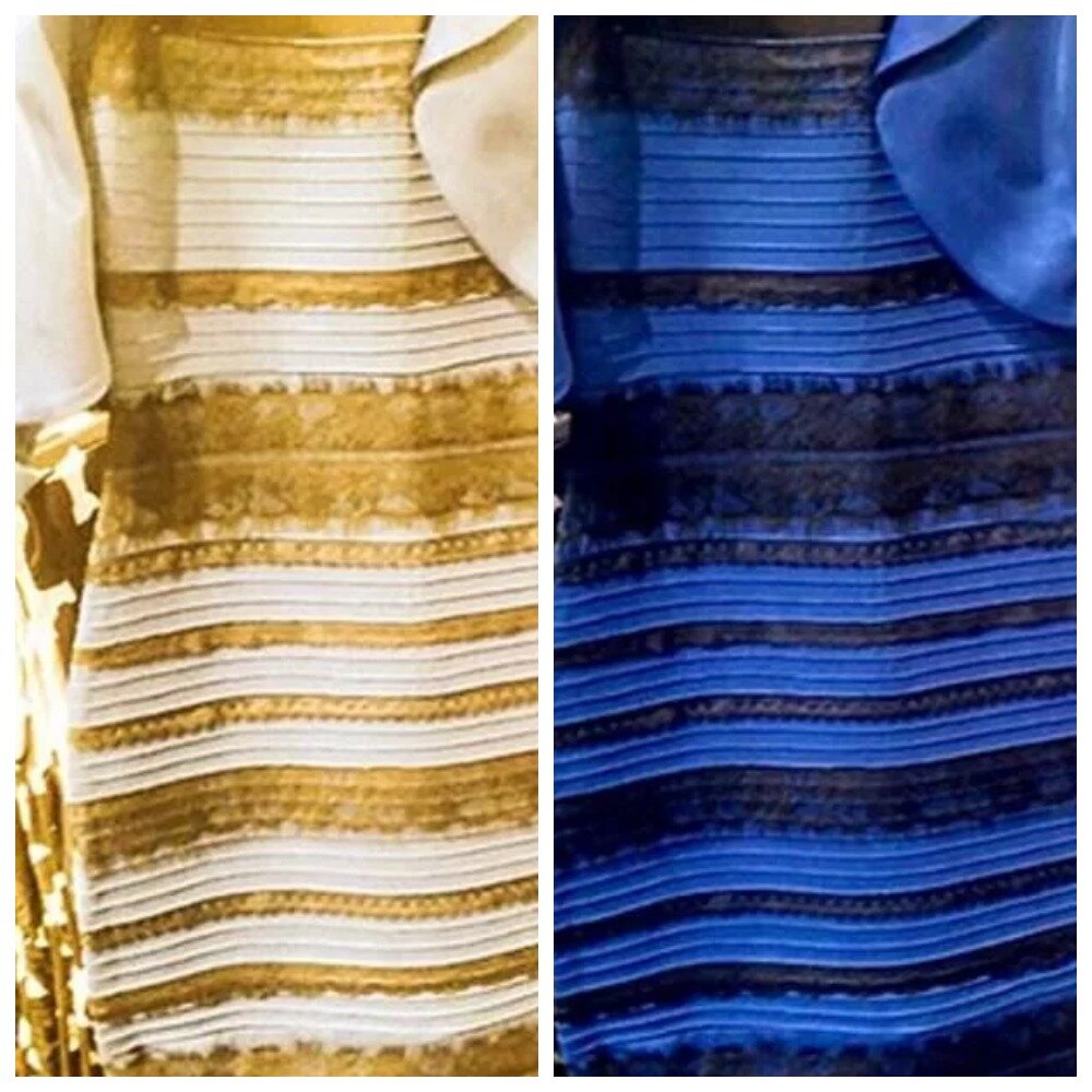 Что за платье сине черное или бело золотое